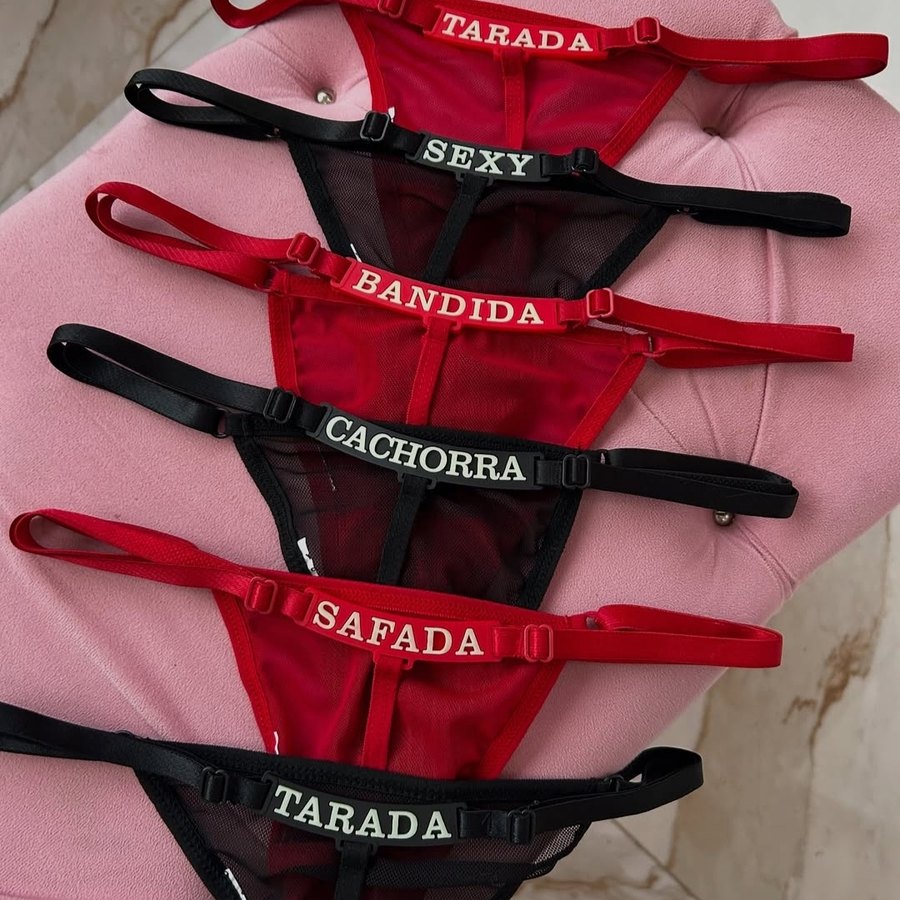 Calcinha Fio em Tule com Frase